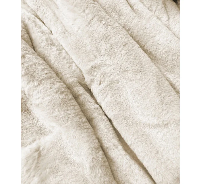 Béžová teplá oboustranná dámská zimní bunda (w610)