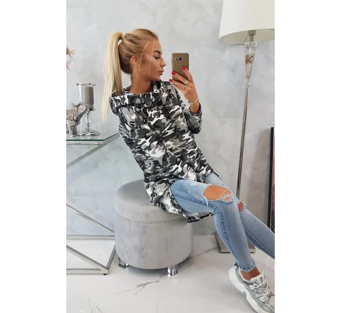 Mikina s dlouhými zády moro grey+black