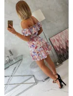 Květinové šaty s odhalenými rameny tmavě růžové Květinové šaty s odhalenými rameny tmavě růžové