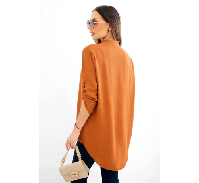 Halenka s delším zadním dílem tmavě camelová Halenka s delším zadním dílem tmavě camelová