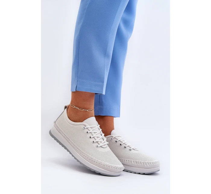 Kožené Sportovní Dámské Tenisky Beige Lalnai Kožené Sportovní Dámské Tenisky Beige Lalnai