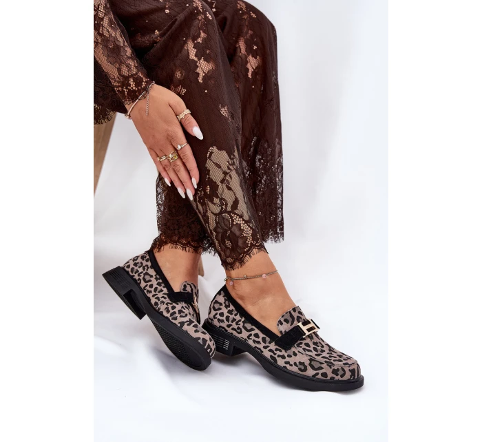 Kožené Lakované Mokasíny Leopard Vinceza 66790 Černé