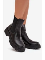 Dámské zateplené kožené boty na zip Big Star – černé