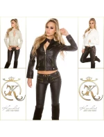 Sexy motorkářská bunda VK2 krémová - Koucla Sexy motorkářská bunda VK2 krémová - Koucla