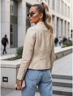 Dámská kožená bunda béžová FashionStreet TY5652