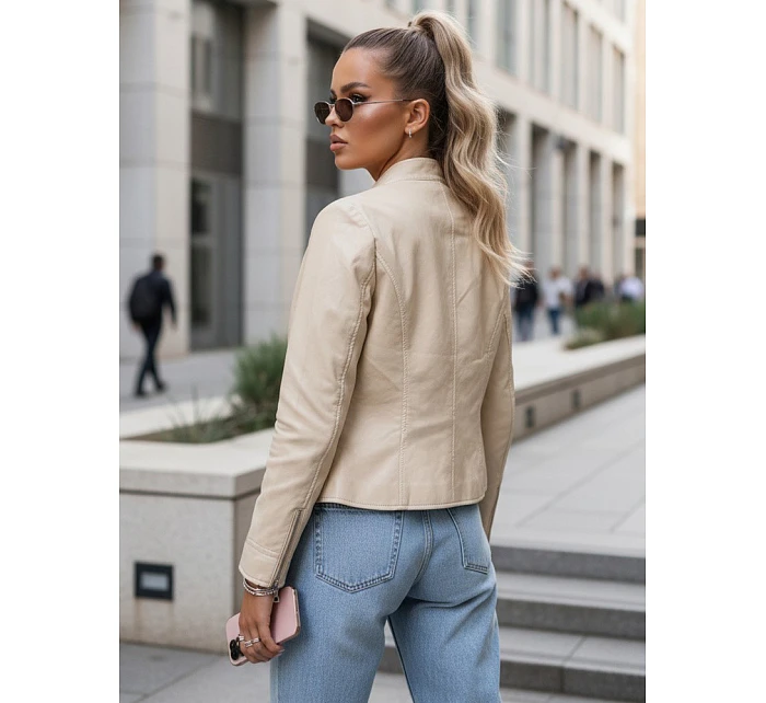 Dámská kožená bunda béžová FashionStreet TY5652