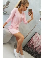 Viskózové šaty s vázáním v pase, pudrově růžové Viskózové šaty s vázáním v pase, pudrově růžové