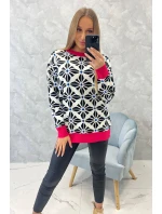 Svetr s geometrickým motivem bílý