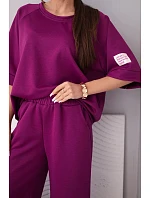 Dámský máslový komplet z viskózy mikina a široké kalhoty světle fialový