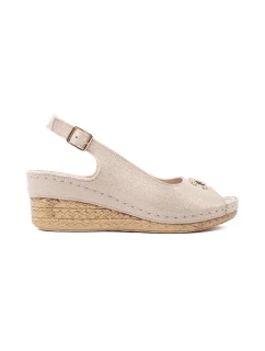 Výborné sandály dámské Jasnobeżowy na klínku