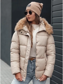 NORDKOLL dámská zimní prošívaná bunda s kapucí světle béžová FashionStreet TY4710
