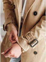 Dámský dlouhý kabát s páskem SLIMFOTA camel FashionStreet NY0746