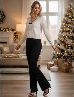 Dámský krátký svetr s mašlí LAMURE ecru FashionStreet MY2474