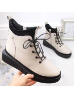 zateplené kožené boty na platformě W model 21307447 beige - FILIPPO zateplené kožené boty na platformě W model 21307447 beige - FILIPPO