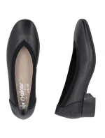 Dámské kožené lodičky na nízkém podpatku černé Rieker 43452-00