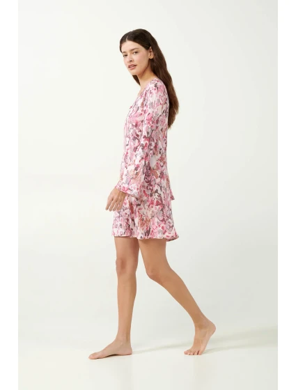 Vamp - Květinová noční košilka s dlouhým rukávem 21825 - Vamp Vamp - Květinová noční košilka s dlouhým rukávem 21825 - Vamp