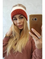 Fleecová čepice Bojana K265 červená+ecru+beige Fleecová čepice Bojana K265 červená+ecru+beige