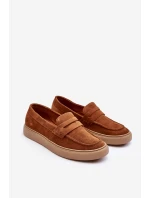Mužské semišové loafers polobotky Zazoo 1566 hnědé