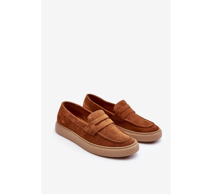 Mužské semišové loafers polobotky Zazoo 1566 hnědé