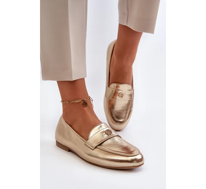 Dámské mokasíny na ploché podrážce zlaté model 21653969 - EVENTO Dámské mokasíny na ploché podrážce zlaté model 21653969 - EVENTO