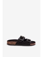 Dámské Pantofle S Přezkami Na Korek Podošve Černé Sercele Dámské Pantofle S Přezkami Na Korek Podošve Černé Sercele