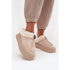 Dámské zimní boty s kožíškem na platformě béžové Rosmira