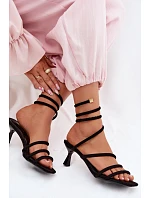 Dámské sandály na podpatku s pásky Černé Samara Dámské sandály na podpatku s pásky Černé Samara