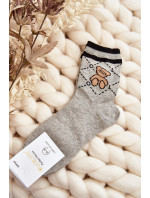 Vzorované dámské Ponožky S Medvídkem, šedá