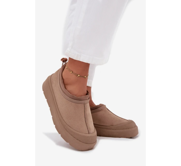 Dámské sněhule na platformě s nízkým svrškem Izamine – tmavě béžové Dámské sněhule na platformě s nízkým svrškem Izamine – tmavě béžové