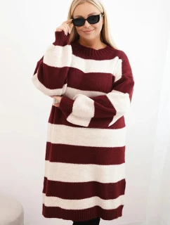 Dámské pletené šaty 8111 bordó-béžové - Kesi