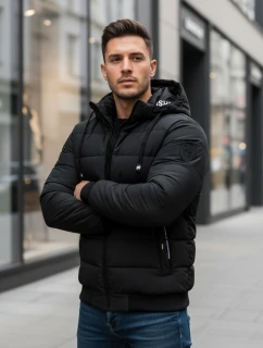 Pánská prošívaná zimní bunda s kapucí černá Dstreet TX5094