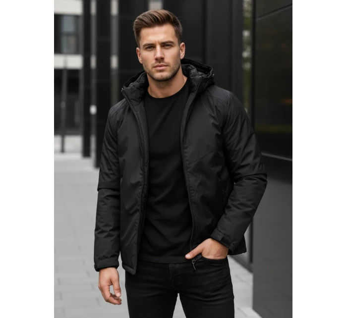 Pánská zimní bunda s kapucí černá model 21995627 - Dstreet Pánská zimní bunda s kapucí černá model 21995627 - Dstreet