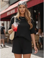 Dámský černý pruhovaný letní komplet FashionStreet AY1162