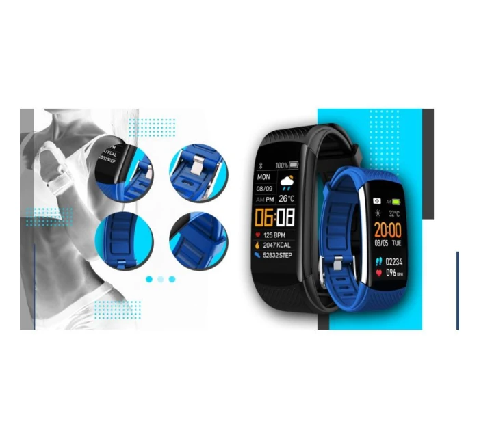 GIEWONT Smartwatch Black and Blue 2 Stripes GW200-7 GIEWONT Smartwatch Black and Blue 2 Stripes GW200-7