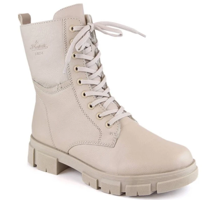 Kožené pohodlné zateplené boty Rieker W RKR613 beige