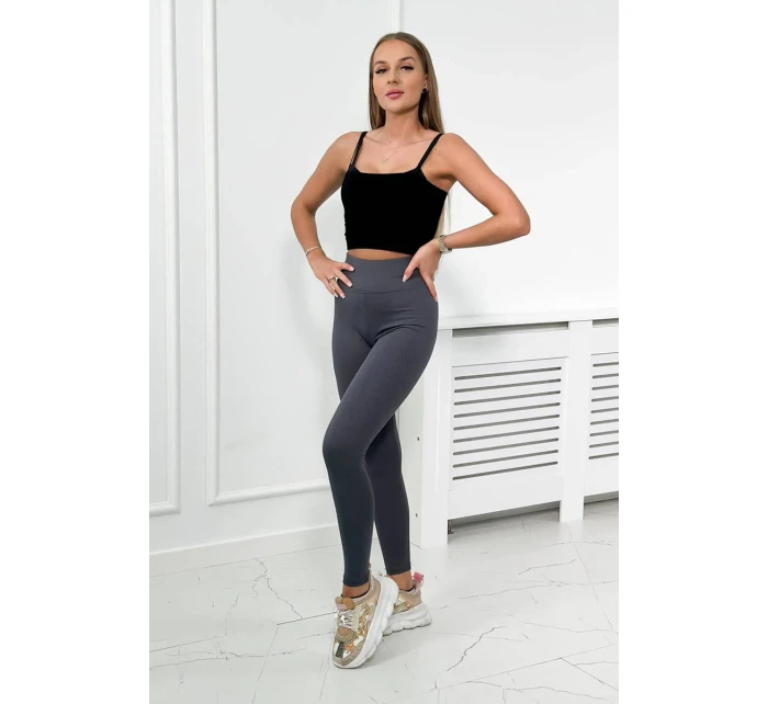 Pruhované legíny v grafitové barvě