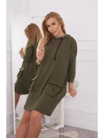 Kaki šaty s kapucí Kaki šaty s kapucí