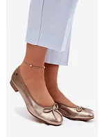 Kožené dámské baleríny model 22100762 Zlaté - Maciejka Kožené dámské baleríny model 22100762 Zlaté - Maciejka