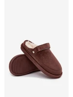 Dámské zateplené pantofle s páskem Rilena - čokoládové