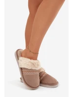 Dámské pantofle s kožíškem a výšivkou – khaki Devianne Dámské pantofle s kožíškem a výšivkou – khaki Devianne
