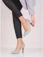 Stylové  lodičky dámské šedo-stříbrné na jehlovém podpatku