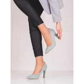 Stylové  lodičky dámské šedo-stříbrné na jehlovém podpatku