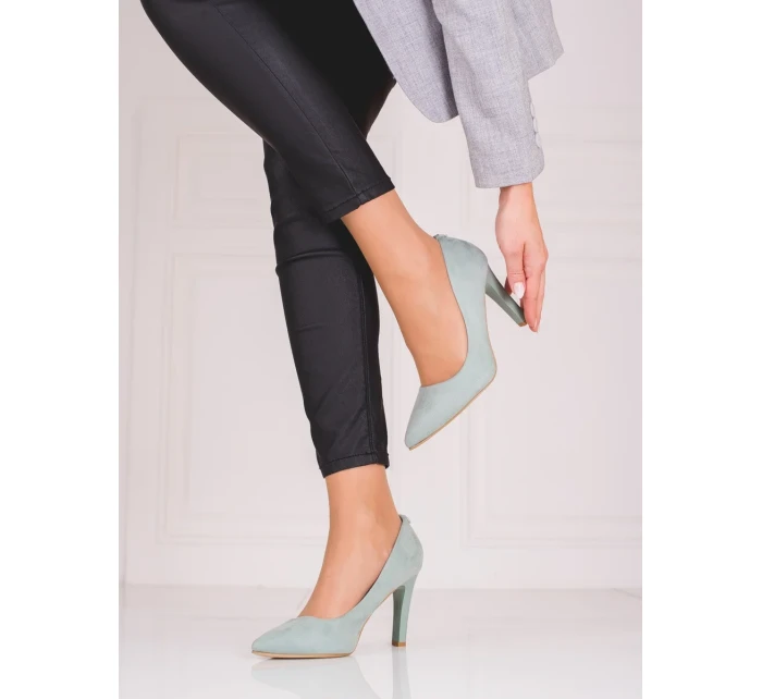 Stylové  lodičky dámské šedo-stříbrné na jehlovém podpatku