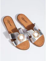 Moderní sandály dámské stříbrné bez podpatku Moderní sandály dámské stříbrné bez podpatku