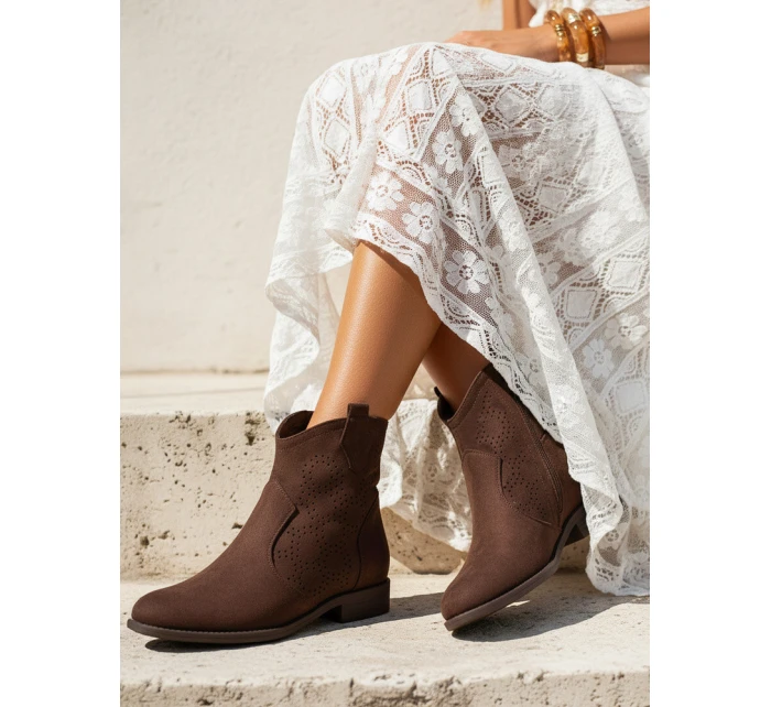 Dámské hnědé ažurové boty FashionStreet ZY1346