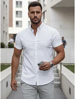 Pánská košile s krátkým rukávem, střih regular fit, bílá, FashionStreet KX1097