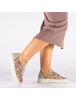 Dámská béžová květinová prolamovaná obuv Rieker N9919-91