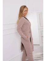 Mikinová souprava s delší stranou tmavě béžová