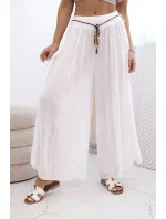 Dámské kalhoty z viskózy se širokými nohavicemi bílý