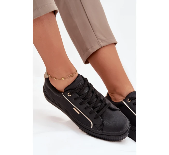 Dámské Tenisky Z Eko Kůže Big Star SS274025 Černo-Zlaté Dámské Tenisky Z Eko Kůže Big Star SS274025 Černo-Zlaté